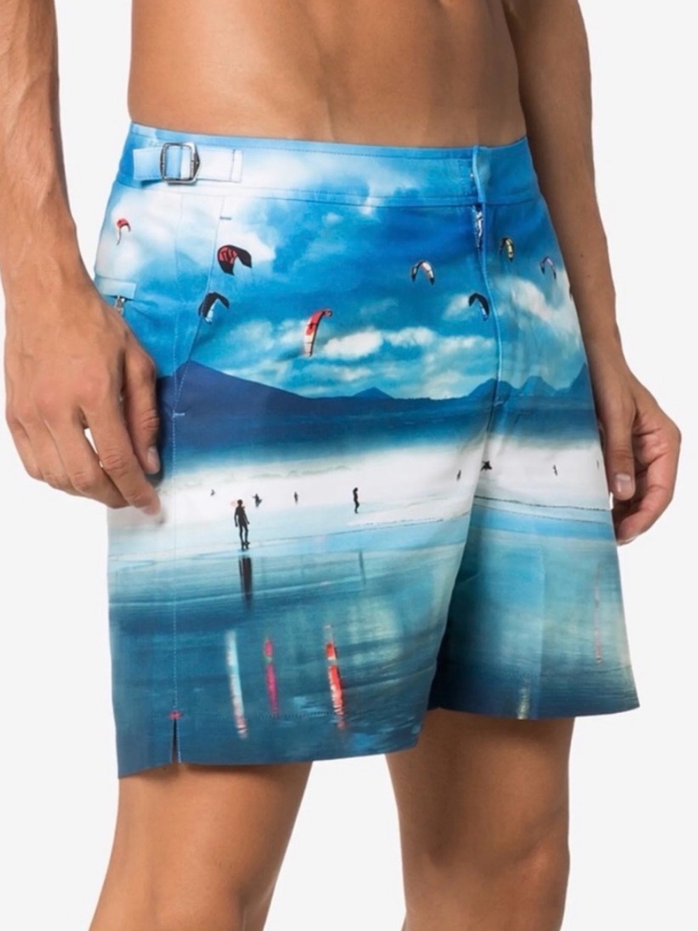 Orlebar Brown Blue Beach-Print Swim Trunks unfortunately small for my husband-